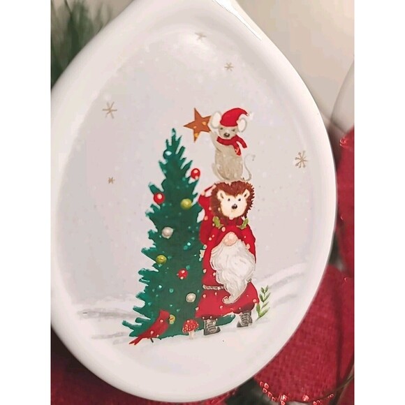 NWT Ganz Gnome Porcupine  Mouse Christmas Tree Ceramic Oval Ornament Farmhouse - Picture 2 of 6